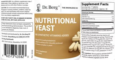Photo of the Dr. Berg Nutritional Yeast label