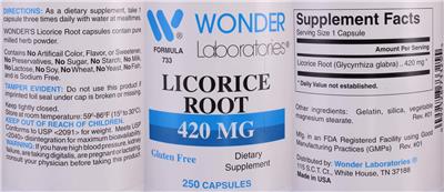 Photo of the Wonder Laboratories Licorice Root 420 mg label