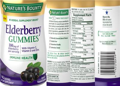 Photo of the Nature's Bounty Elderberry Gummies 100 mg label