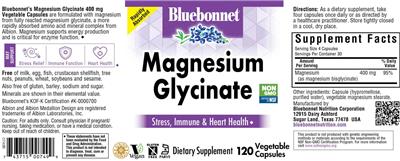 Photo of the Bluebonnet Magnesium Glycinate label