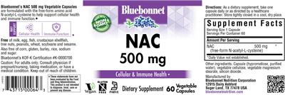 Photo of the Bluebonnet NAC 500 mg label