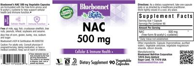 Photo of the Bluebonnet NAC 500 mg label