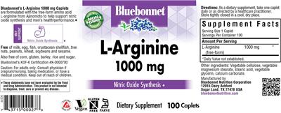 Photo of the Bluebonnet L-Arginine 1000 mg label