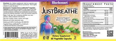 Photo of the Bluebonnet Targeted Choice JustBreathe label