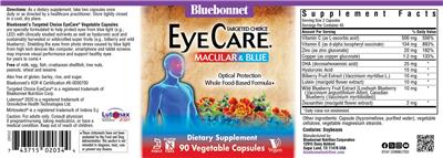 Photo of the Bluebonnet Targeted Choice EyeCare label