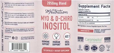 Photo of the SMNutrition Myo & D-Chiro Inositol 2050 mg label