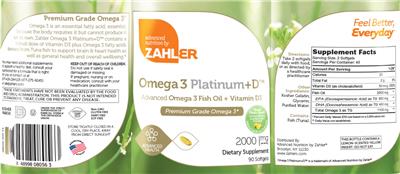 Photo of the Advanced Nutrition by Zahler Omega 3 Platinum+D label