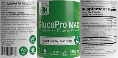 Photo of the Health Thru Nutrition GlucoPro Max label