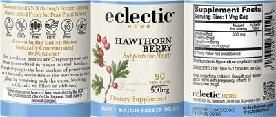 Photo of the Eclectic Herb Hawthorn 500 mg label