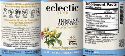 Photo of the Eclectic Herb Immune Support 410 mg label