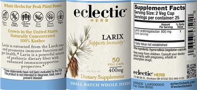 Photo of the Eclectic Herb Larix 400 mg label