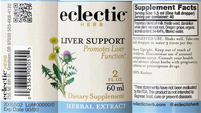 Photo of the Eclectic Herb Liver Support label