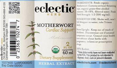 Photo of the Eclectic Herb Motherwort label