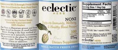 Photo of the Eclectic Herb Noni 375 mg label