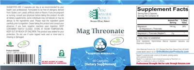 Photo of the Ortho Molecular Products Mag Threonate label