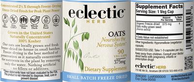 Photo of the Eclectic Herb Oats 375 mg label