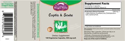 Photo of the Ron Teeguarden's Dragon Herbs Coptis & Scute label