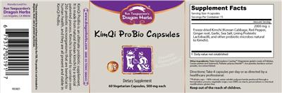 Photo of the Ron Teeguarden's Dragon Herbs KimQi ProBio Capsules label