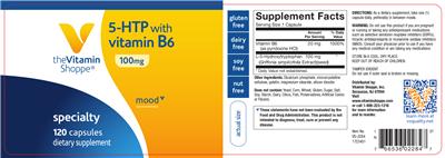 Photo of the The Vitamin Shoppe 5-HTP With Vitamin B6 100 mg label