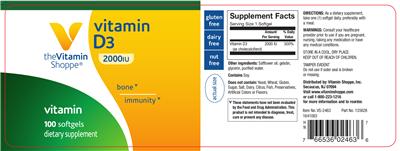 Photo of the The Vitamin Shoppe Vitamin D3 2000 IU label