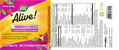 Photo of the Nature's Way Alive! Women's 50+ Complete Multivitamin label