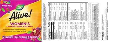Photo of the Nature's Way Alive! Women's Complete Multivitamin label