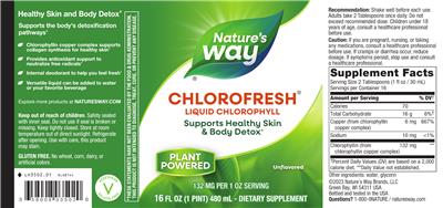 Photo of the Nature's Way Chlorofresh Unflavored label