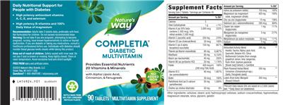 Photo of the Nature's Way Completia Diabetic Multivitamin label