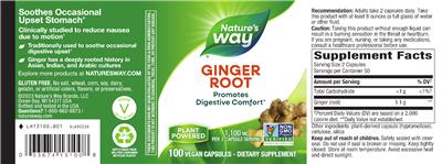Photo of the Nature's Way Ginger Root 1,100 mg label