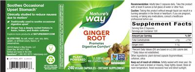 Photo of the Nature's Way Ginger Root 1,100 mg label