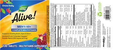 Photo of the Nature's Way Alive! Men's 50+ Complete Multivitamin label