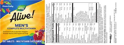 Photo of the Nature's Way Alive! Men's Complete Multivitamin label
