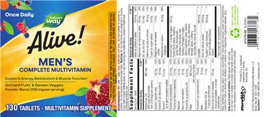 Photo of the Nature's Way Alive! Men's Complete Multivitamin label