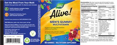 Photo of the Nature's Way Alive! Men's Gummy Multivitamin Fruit Flavored label