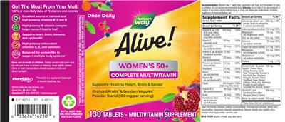Photo of the Nature's Way Alive! Women's 50+ Complete Multivitamin label