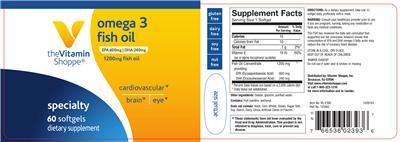 Photo of the The Vitamin Shoppe Omega 3 Fish Oil 1200 mg label
