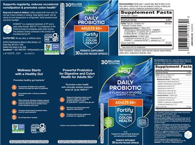Label of Fortify Adults 50+ Daily Probiotic 30 Billion