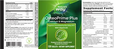 Photo of the Nature's Way OsteoPrime Plus Calcium & Magnesium label