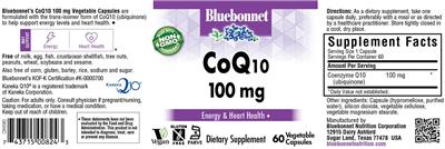 Photo of the Bluebonnet CoQ10 100 mg label