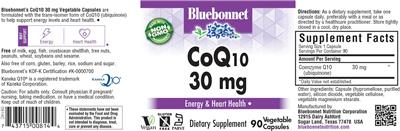 Photo of the Bluebonnet CoQ10 30 mg label