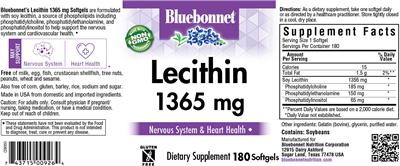 Photo of the Bluebonnet Lecithin 1365 mg label