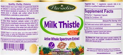 Photo of the Paradise Milk Thistle label