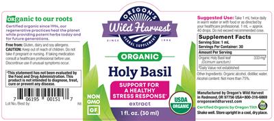 Photo of the Oregon's Wild Harvest Holy Basil Extract label
