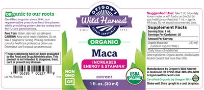 Photo of the Oregon's Wild Harvest Maca Extract label