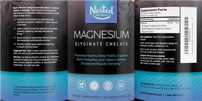 Photo of the Nested Naturals Magnesium Glycinate Chelate label