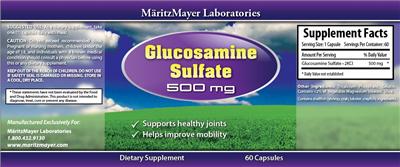 Photo of the MaritzMayer Laboratories Glucosamine Sulfate 500 mg label