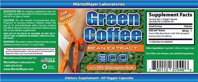 Photo of the MaritzMayer Laboratories Green Coffee Bean Extract 800 label