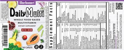 Photo of the Bluebonnet DailyMulti with Iron label