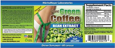 Photo of the MaritzMayer Laboratories Pure Green Coffee Bean Extract Cleanse label