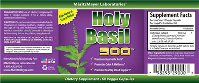 Photo of the MaritzMayer Laboratories Holy Basil 500 label